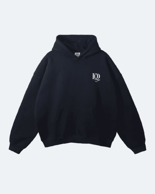 Black Moon Tide Hoodie with a logo on a white background