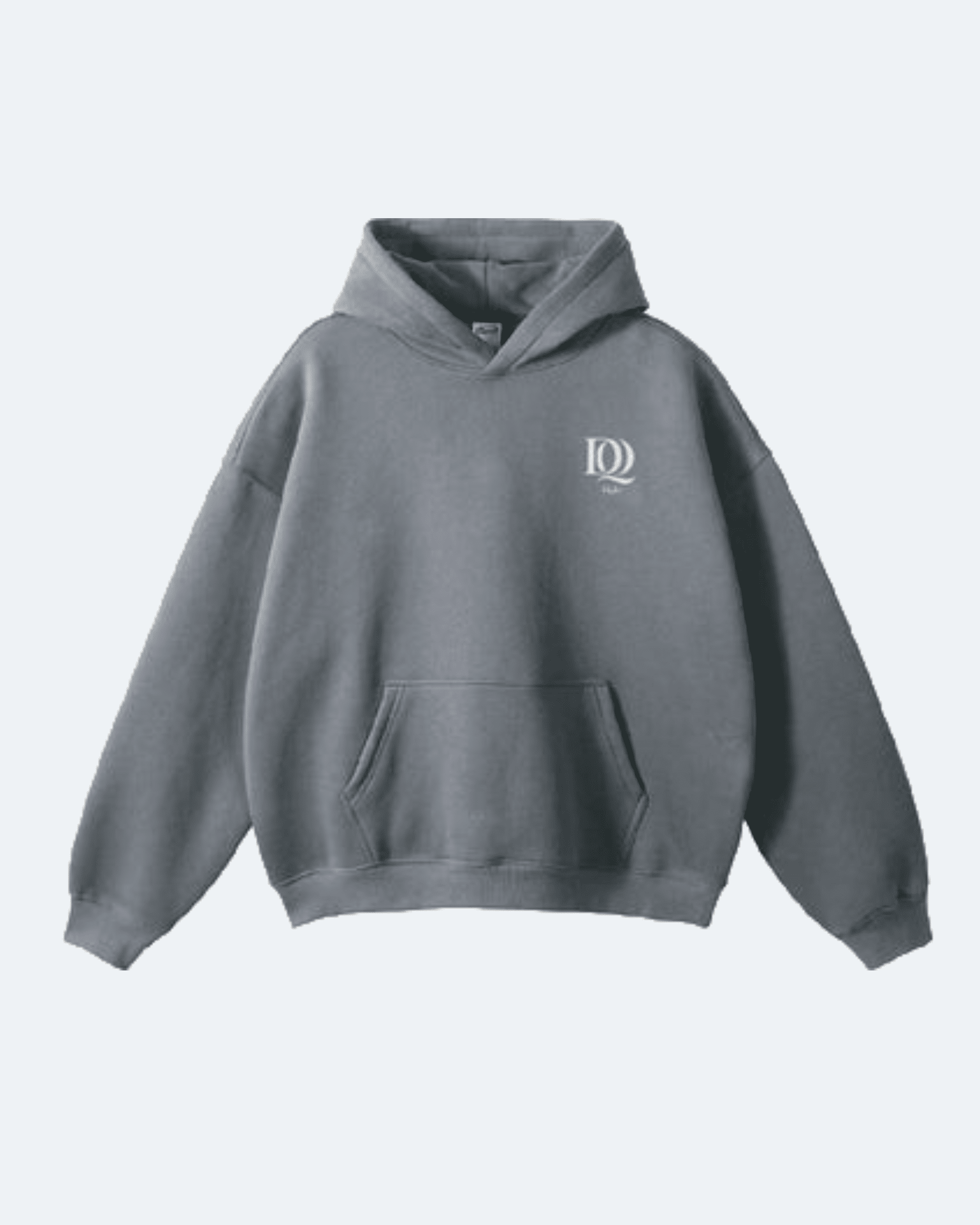 Gray Moon Tide Hoodie with a logo on the chest against a light gray background