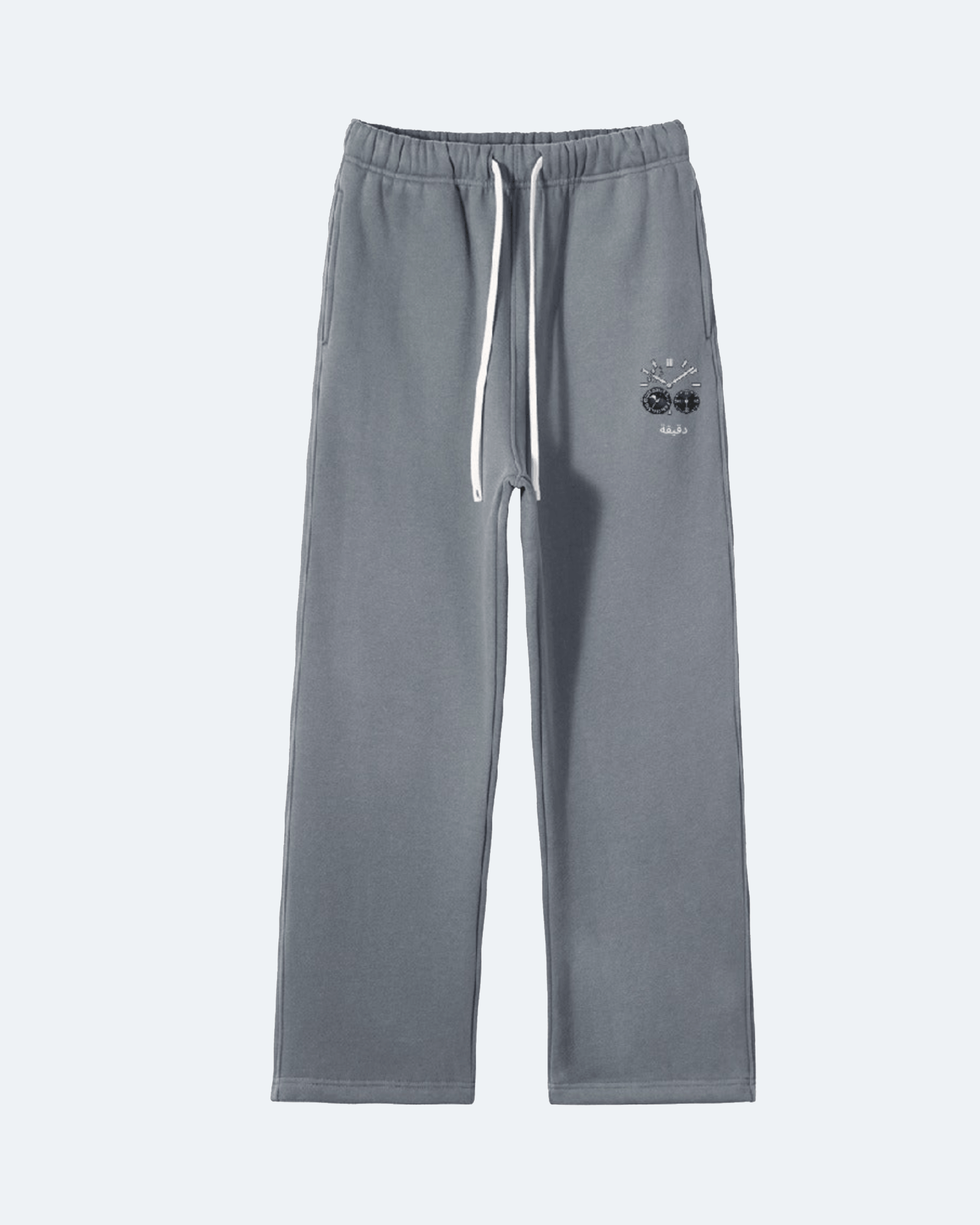 Gray Moon Tide Sweatpants with a small logo on a white background