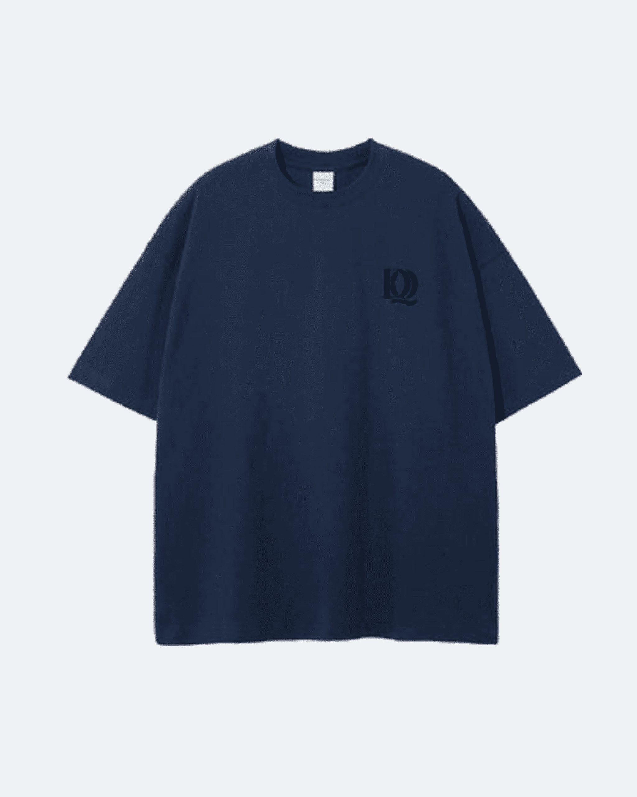 Navy blue Moon Tide T-Shirt with a logo on the chest against a light gray background