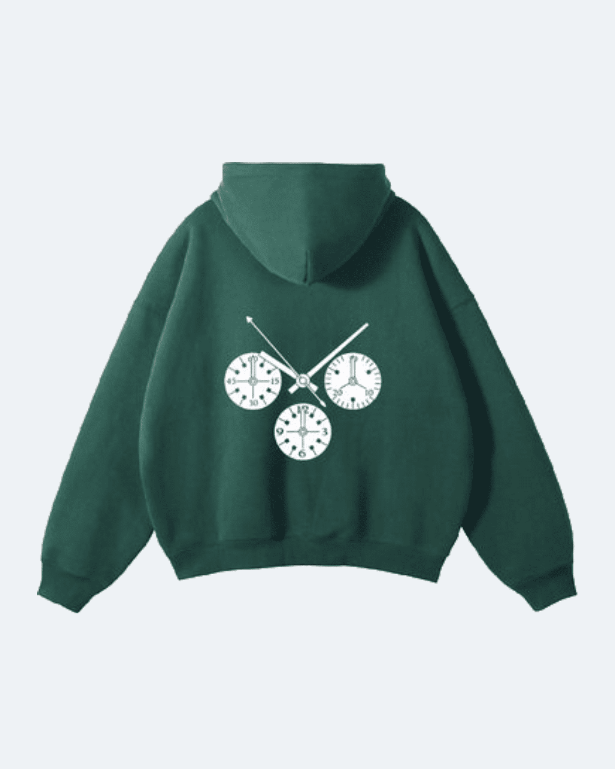 Green Newman Era Hoodie with a unique design on the back against a light gray background