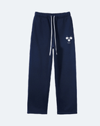 Black Newman Era Sweatpants with a logo on a white background