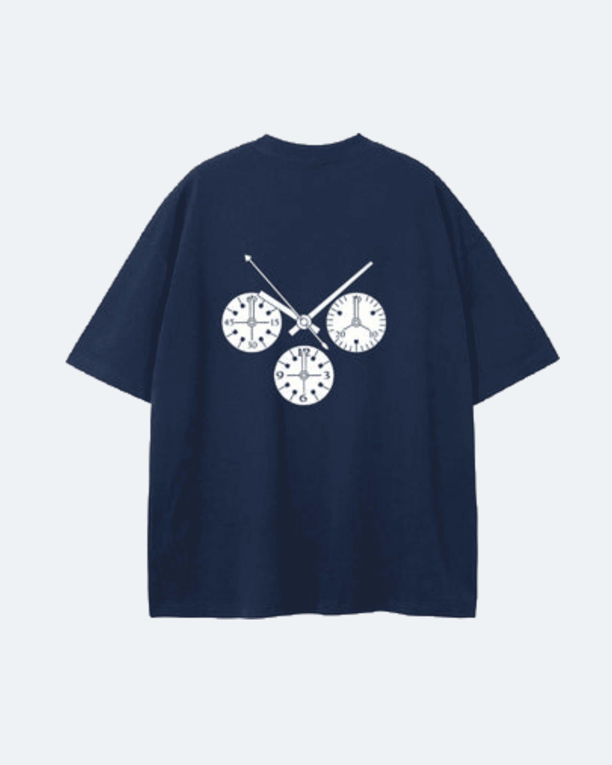 Navy blue Newman Era T-Shirt with white graphic design on a light gray background
