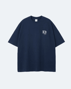 Navy blue Newman Era T-Shirt with a logo on a light gray background