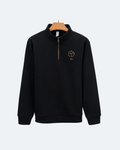 Black Oman Edition Quarter Zip sweatshirt with a small logo on a white background