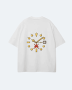 White Oman Edition T-Shirt with a graphic design on a white background