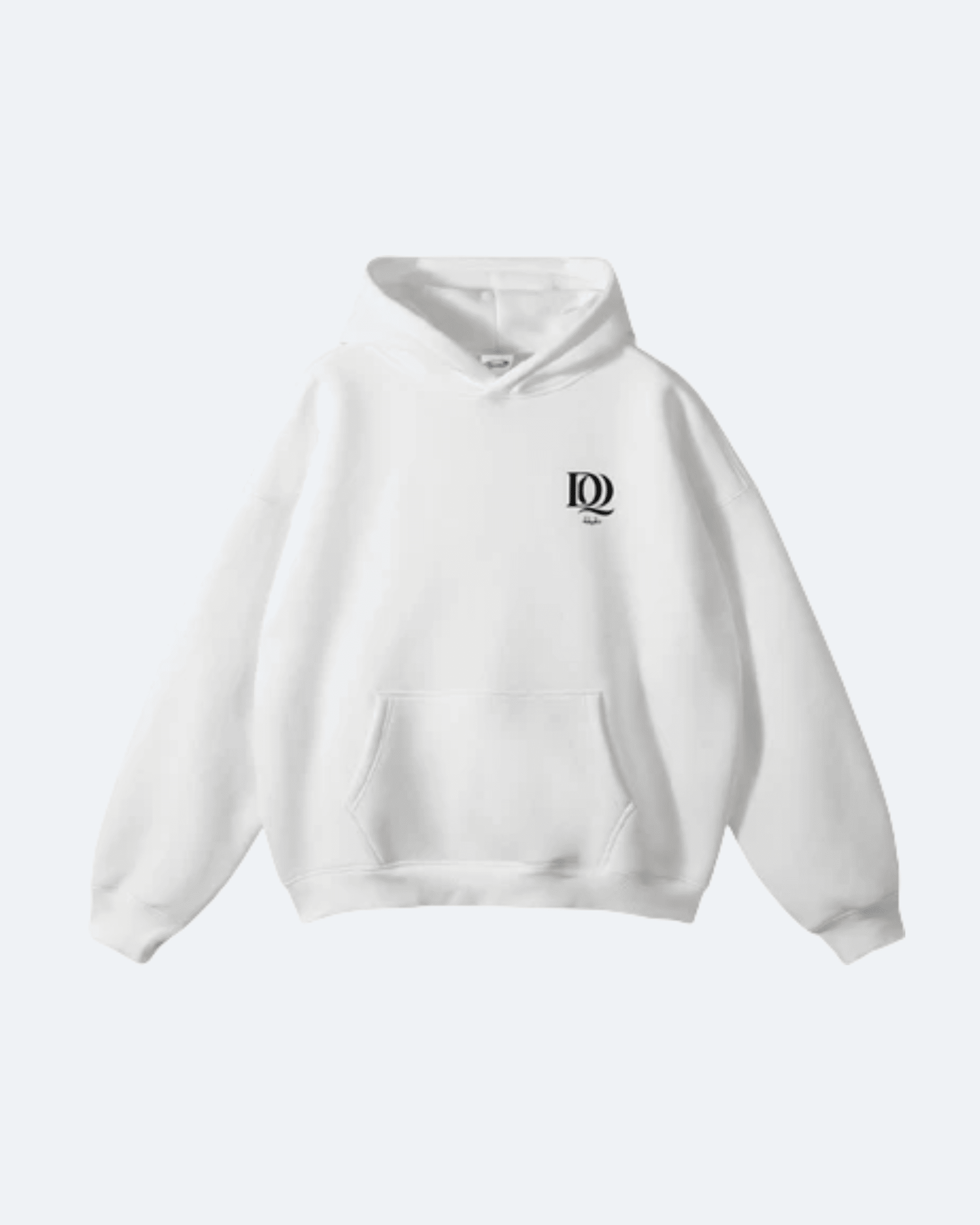 White Perpetual Flight Hoodie with a logo on the chest against a white background