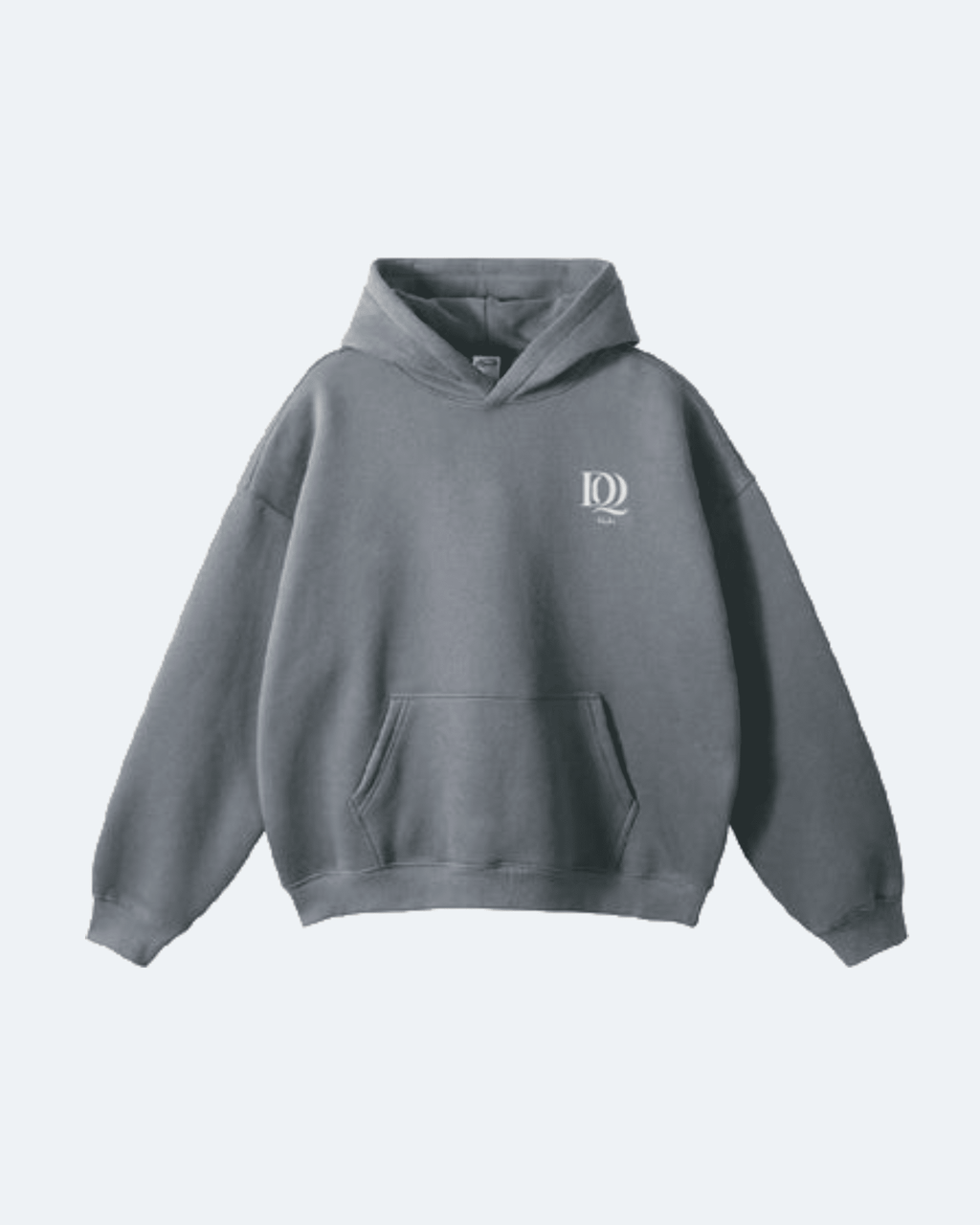 Gray Perpetual Flight Hoodie with a logo on a light gray background