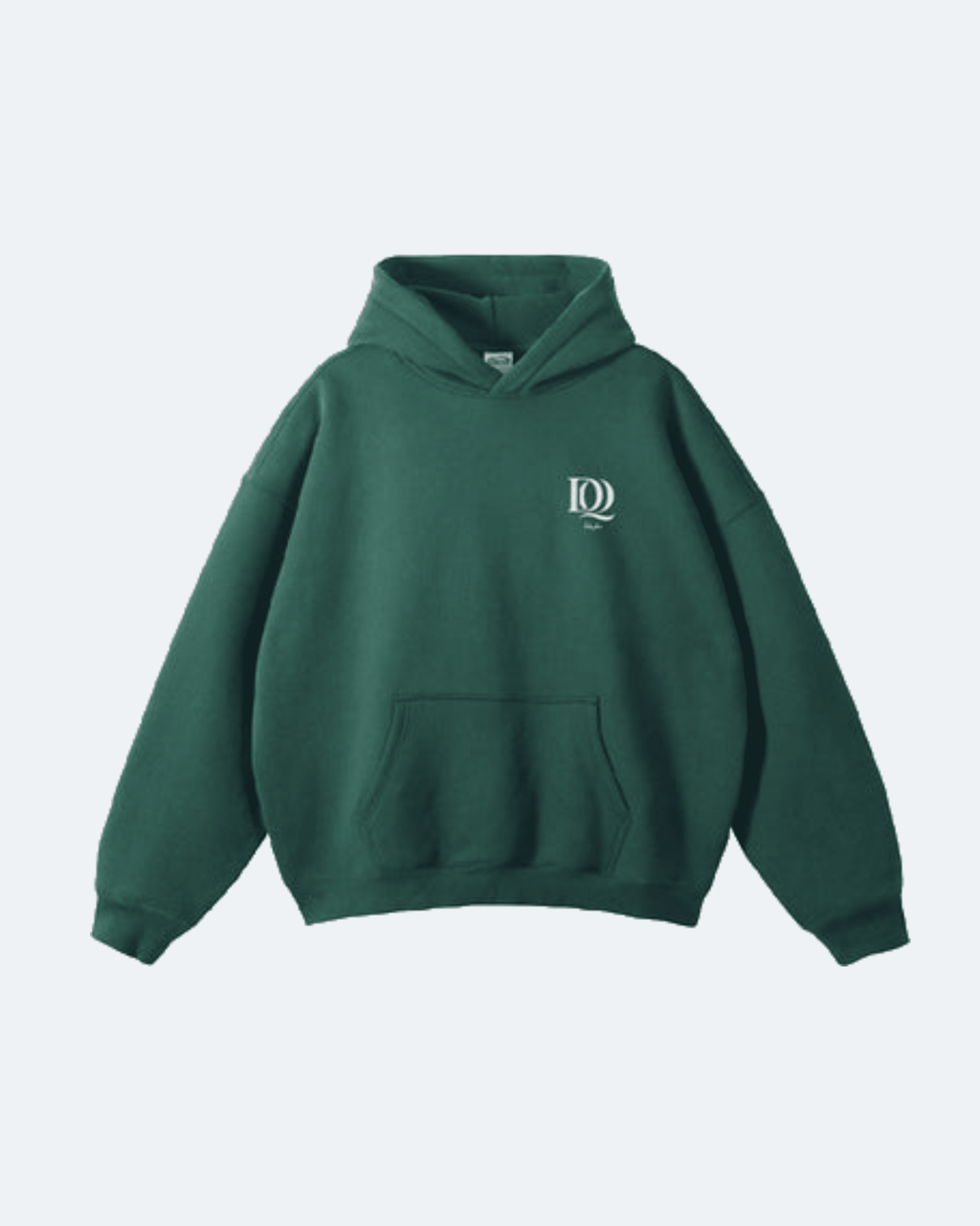 Green Perpetual Flight Hoodie with a logo on a light gray background