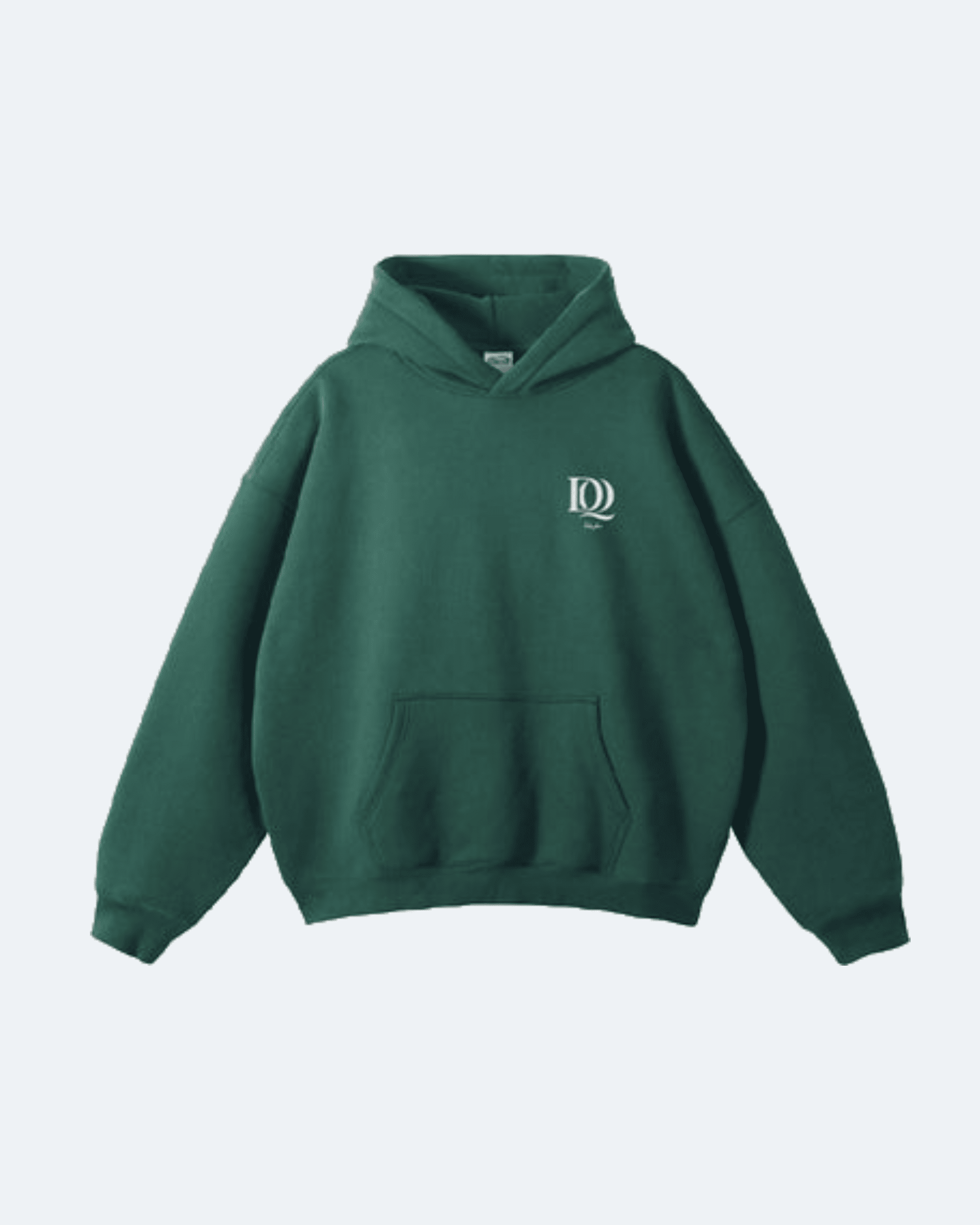 Green Perpetual Flight Hoodie with a logo on a light gray background