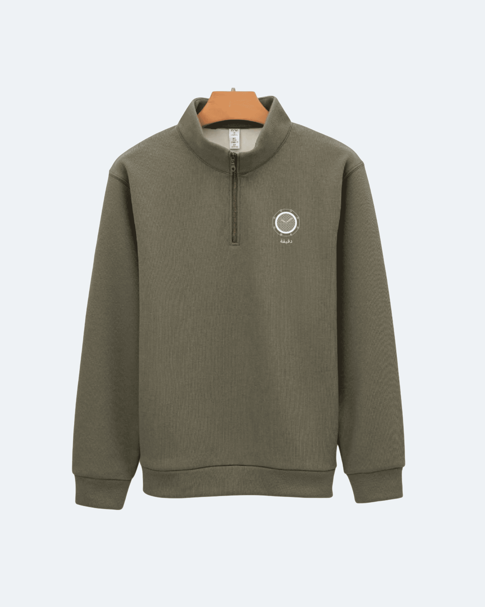 Green Royal Time Quarter Zip sweatshirt with a small logo on a white background