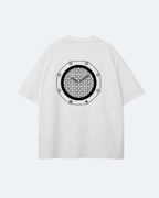 White Royal Time T-Shirt  with a black geometric design on a white background