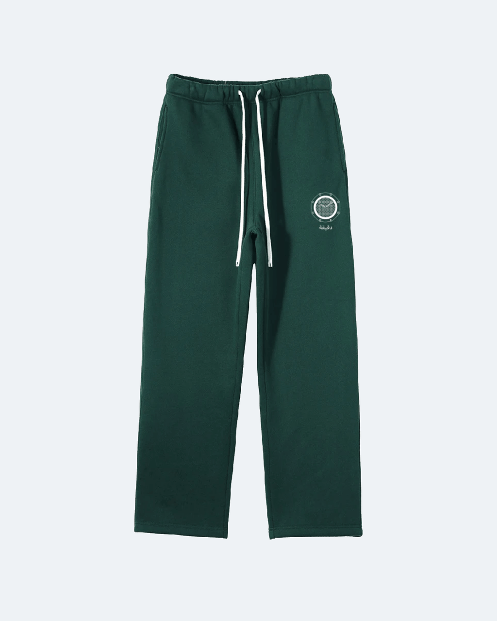 Green Royal Time Trackpants with a logo on a white background