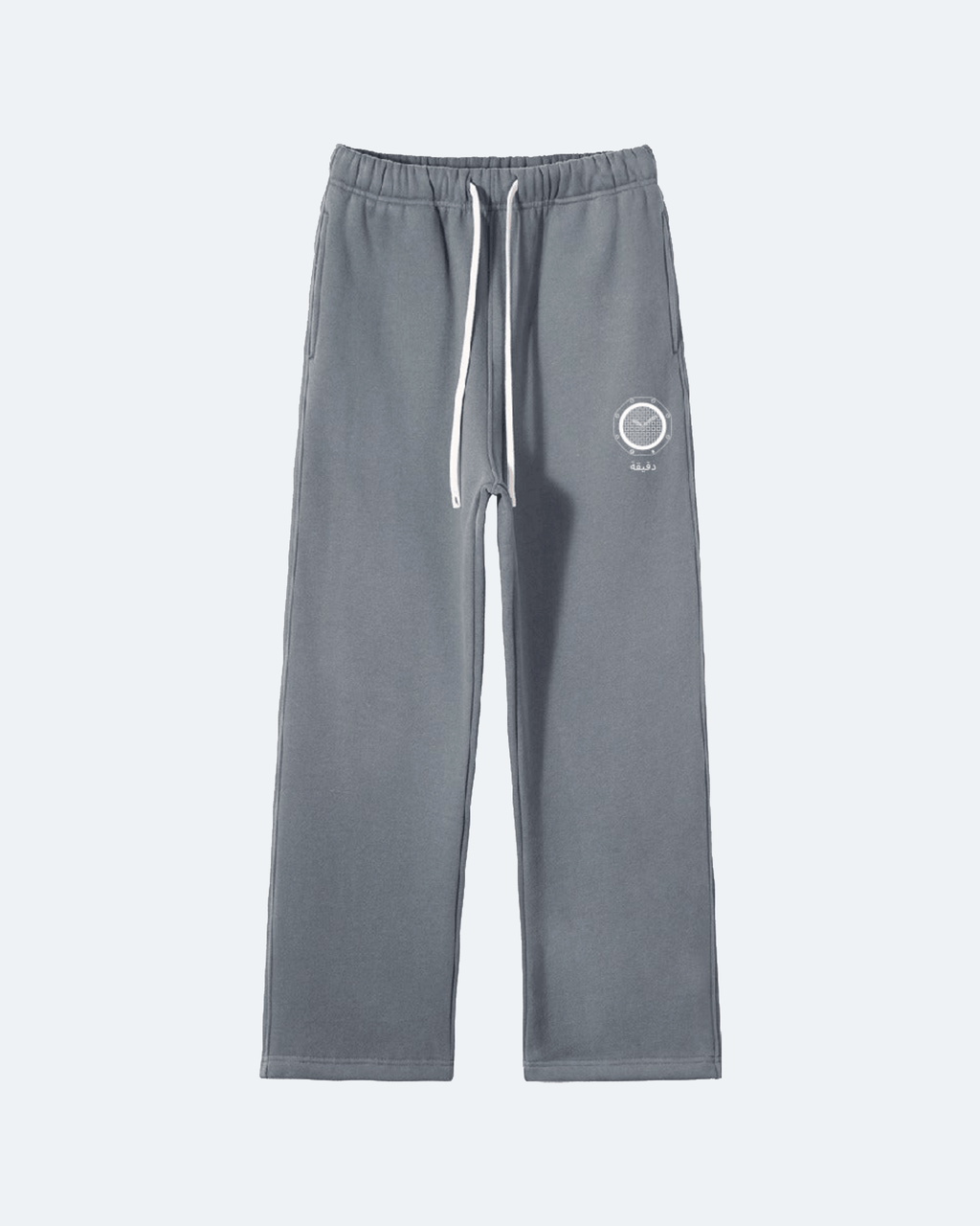 Gray Royal Time Trackpants with a small logo on a white background